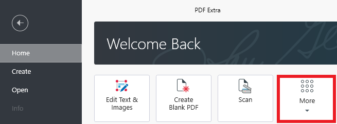 PDF Extra: accessing conversion menu